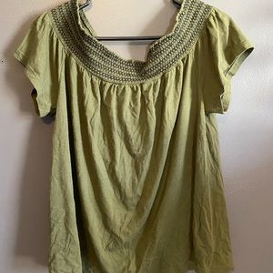 Army green off the shoulder top